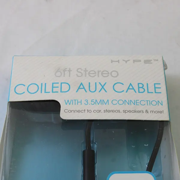Hype 6ft Coiled Stereo Aux Cable 3.5mm - New Open Box