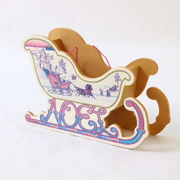 New Decorative Wooden Sleigh Noel Rustic Holiday Mantel Table Decor