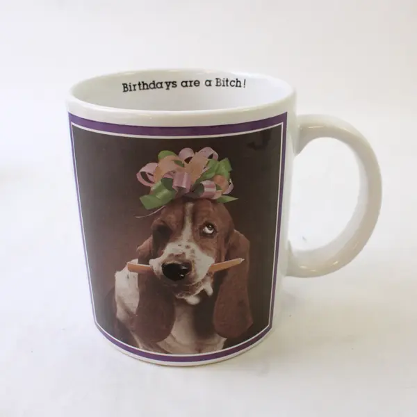 Lot of 3 Novelty Ceramic Coffee Mugs Boys Will Be Toys Basset Face 3D Nose