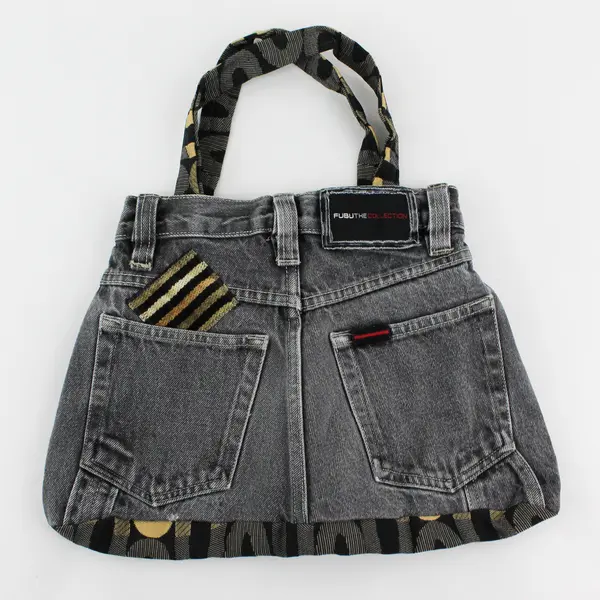 Handmade Upcycled Denim Jean Fully Lined Hand Bag Gray w/Patchwork Design