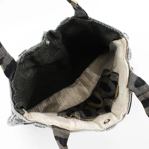 Handmade Upcycled Denim Jean Fully Lined Hand Bag Gray w/Patchwork Design