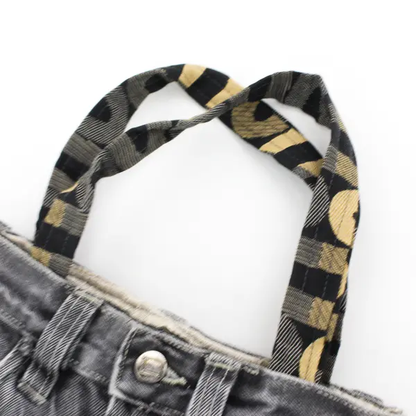 Handmade Upcycled Denim Jean Fully Lined Hand Bag Gray w/Patchwork Design