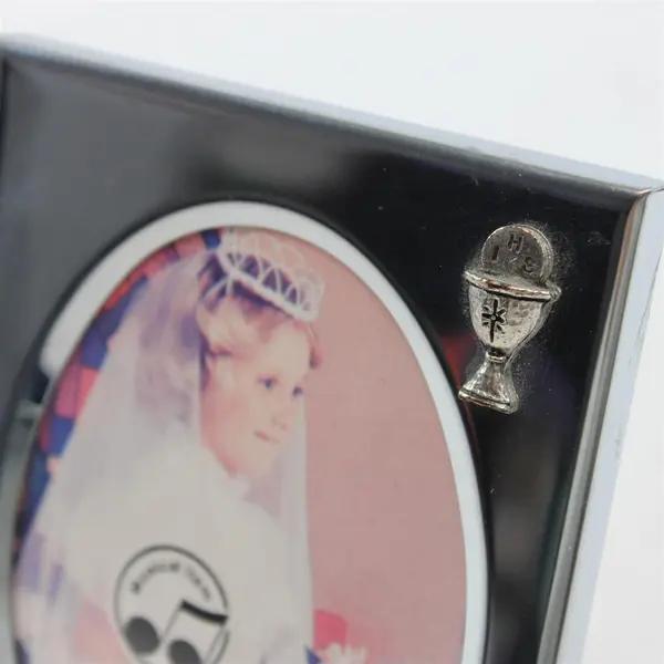 Silver-Plated Metal Picture Frame w/ Chalice Corner & Music Collectible