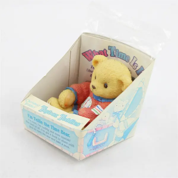 Enesco Cherished Teddies Tellie the Time Bear Squeak Toy Figurine