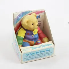 Vintage 1998 Enesco Corey Color Bear Cherished Toy Box Teddies Squeaker