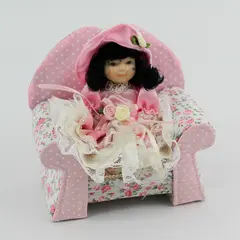 Miniature Cameo Kids Porcelain Doll With Chair