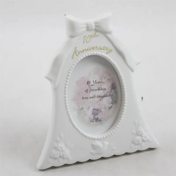 Russ White Lace & Promises Porcelain 10th Anniversary Bell Frame