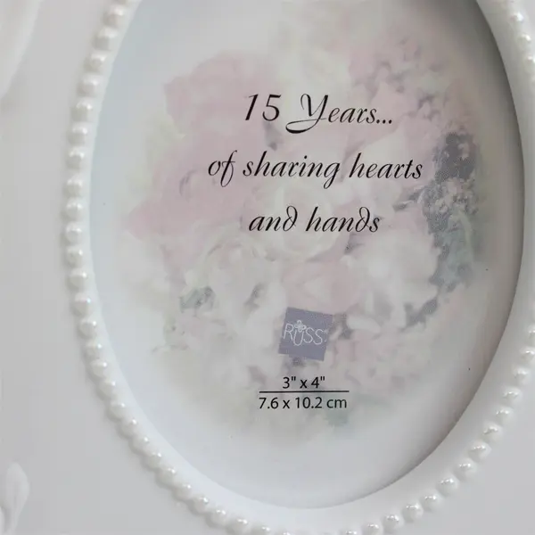 Russ White Lace & Promises Porcelain 15th Anniversary Bell Frame - New