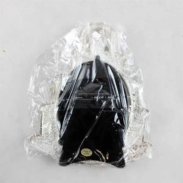 New Wedding Cake Picture Frame Silver & Gold Tone Trim Pink Gem Accents