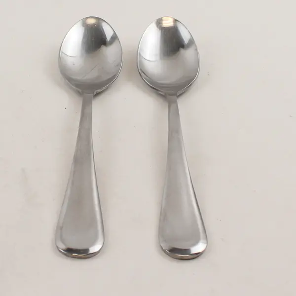 Lot of 2 Bobby Flay Classica Pattern Stainless Steel Oval Soup Spoons 8.25" Good