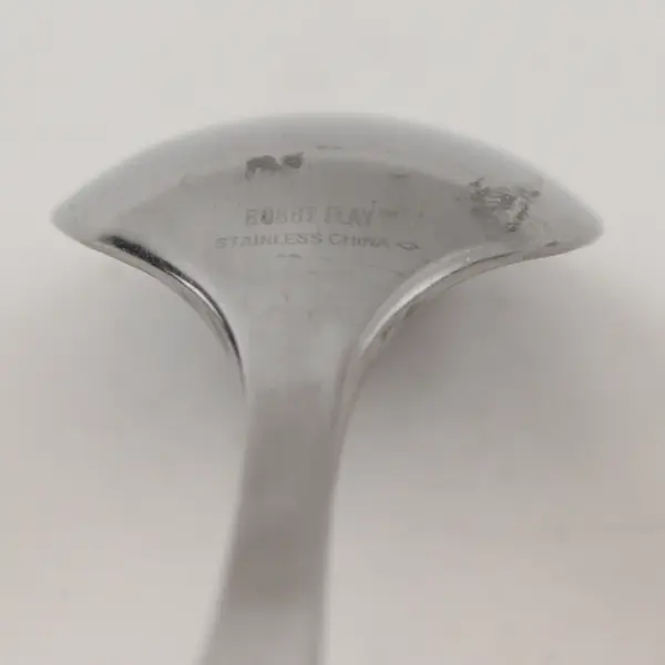 Lot of 2 Bobby Flay Classica Pattern Stainless Steel Oval Soup Spoons 8.25" Good