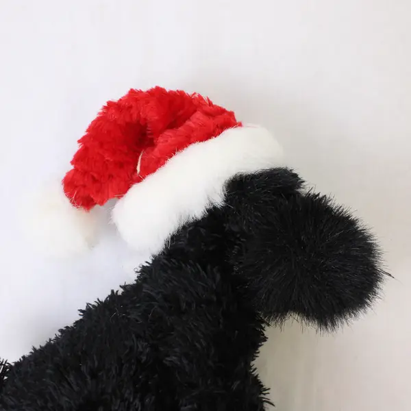 New Trimerry Treasures Holiday Plush Black Dog Santa Hat Barks Jingle Bell