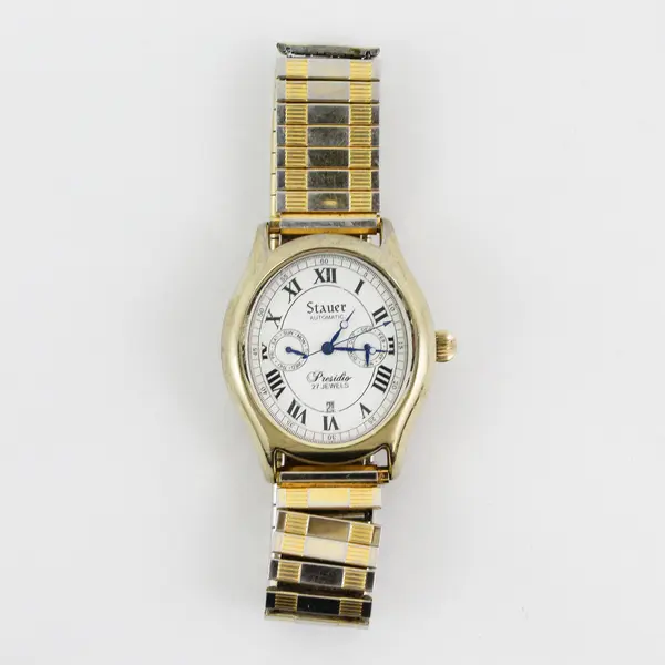 Stauer Presidio Men's 27 Jewel Day Date Month Automatic Windup Wristwatch Works