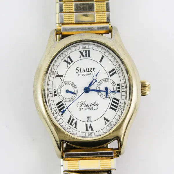 Stauer Presidio Men's 27 Jewel Day Date Month Automatic Windup Wristwatch Works