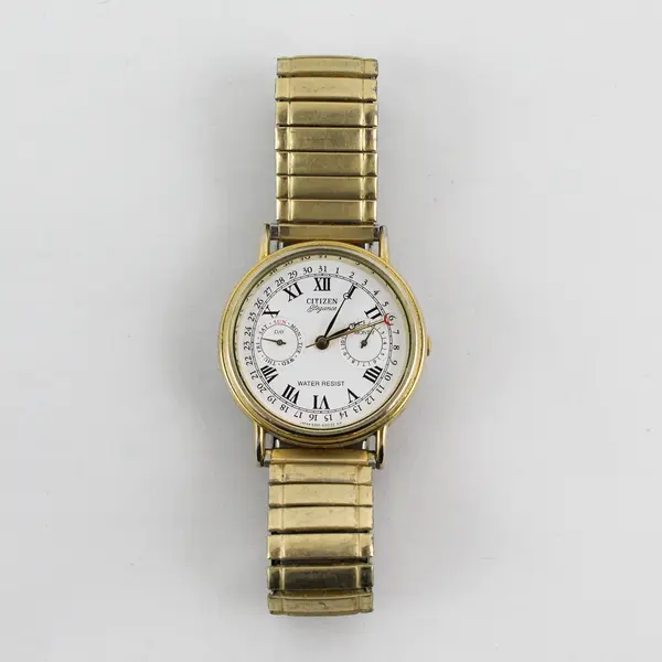 Vintage Men's  Citizen Elegance 6355 Triple Date Multi-Function Watch Gold Tone 