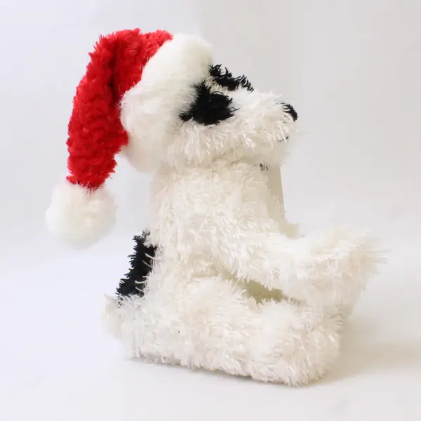 Trimerry Treasures Holiday Plush White Dog Barks Santa Hat Jingle Bells