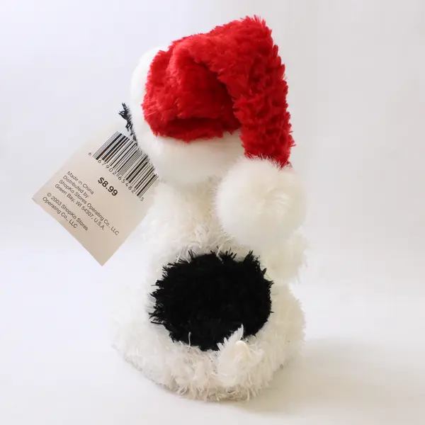 Trimerry Treasures Holiday Plush White Dog Barks Santa Hat Jingle Bells