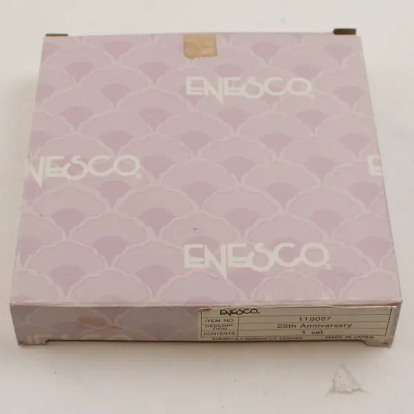 ENESCO 25th Anniversary Bone China Plate Anniversary Wishes Bells Roses Silver