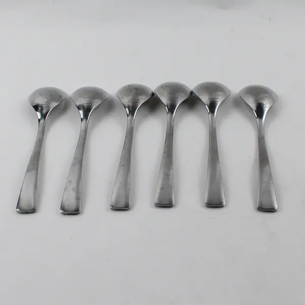 Lot of 6 Harry & Camila Unknown Rare HTF Pattern SS Oval Soup Spoons 8" Good