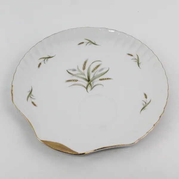 Set of 4 Vintage Wheat Pattern Porcelain Snack Plate And Cup Sets