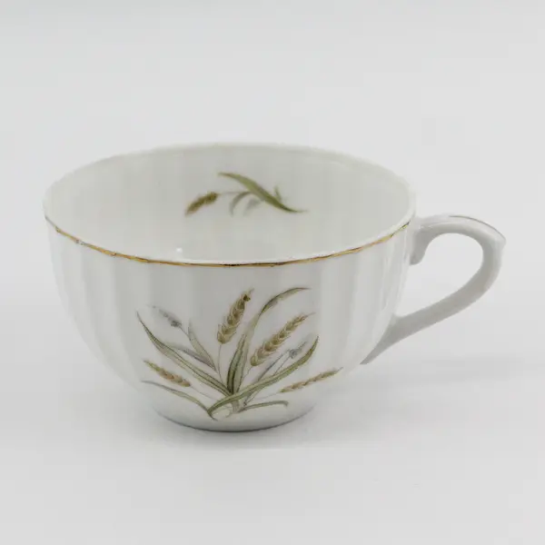 Set of 4 Vintage Wheat Pattern Porcelain Snack Plate And Cup Sets