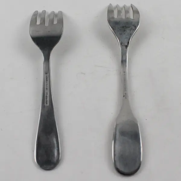 Lot of 2 Stainless Steel Infant/Baby Forks Embossed Bear Handles Different Brand