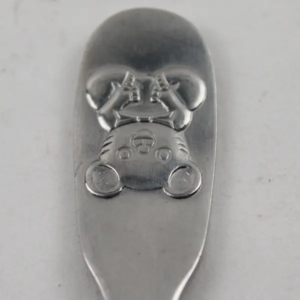 Lot of 2 Stainless Steel Infant/Baby Forks Embossed Bear Handles Different Brand