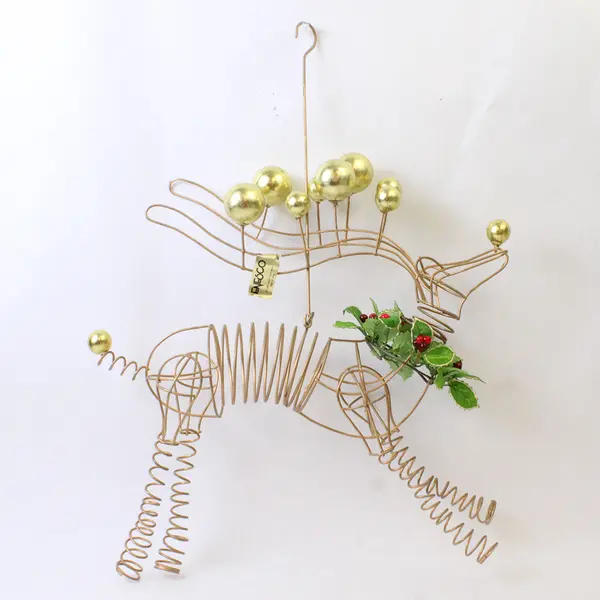 New Enesco Spring Wire Reindeer Sculpture Metal Wire Reindeer Figurine