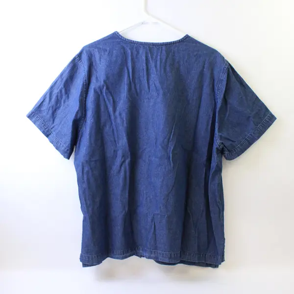 Vintage Jane Ashley Women's 1X Blue Denim Button Up Short Sleeve Shirt