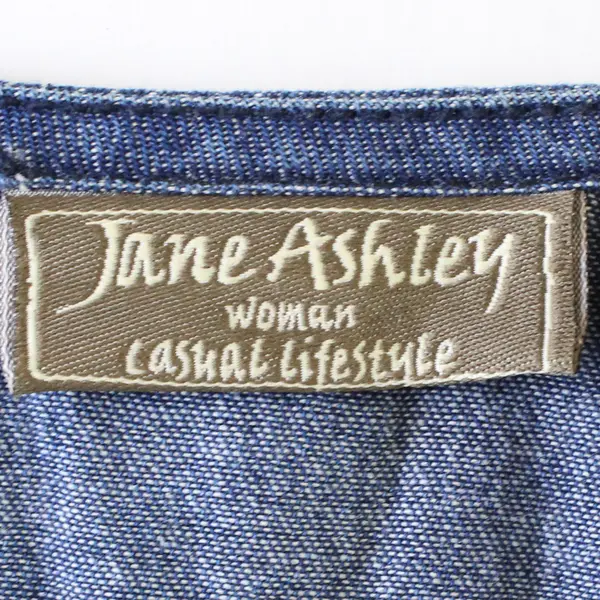 Vintage Jane Ashley Women's 1X Blue Denim Button Up Short Sleeve Shirt