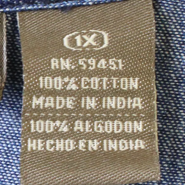 Vintage Jane Ashley Women's 1X Blue Denim Button Up Short Sleeve Shirt