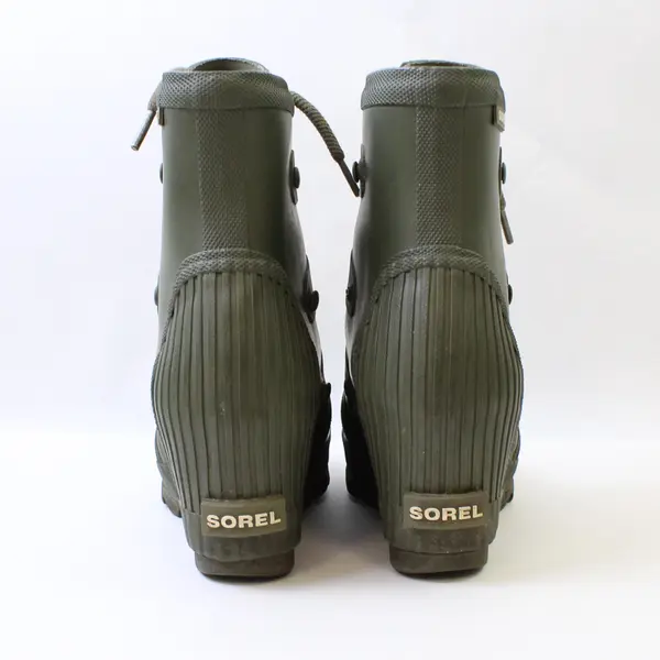SOREL Women's 6.5 Joan Rain Rubber Wedge Boot Waterproof Lace-Up