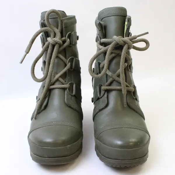 SOREL Women's 6.5 Joan Rain Rubber Wedge Boot Waterproof Lace-Up