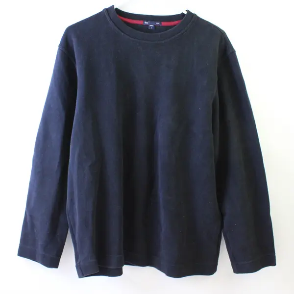 Gap Solid Black Crew Neck Sweatshirt Men's Large