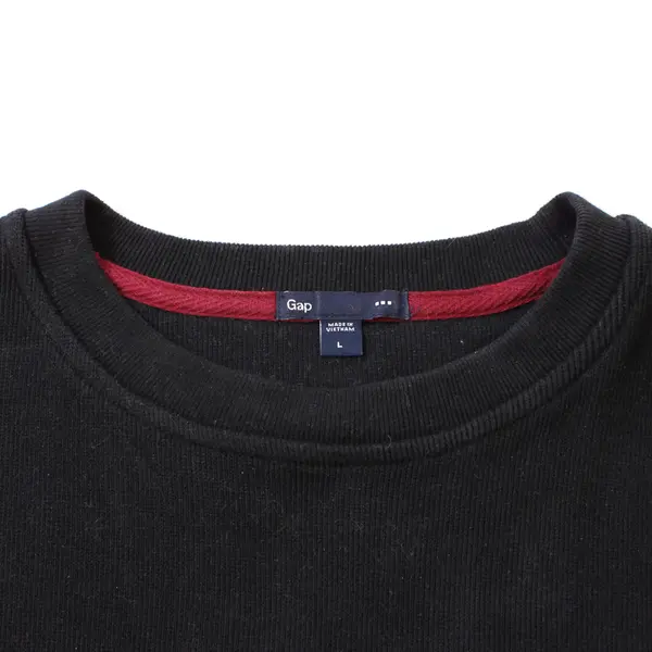 Gap Solid Black Crew Neck Sweatshirt Men's Large