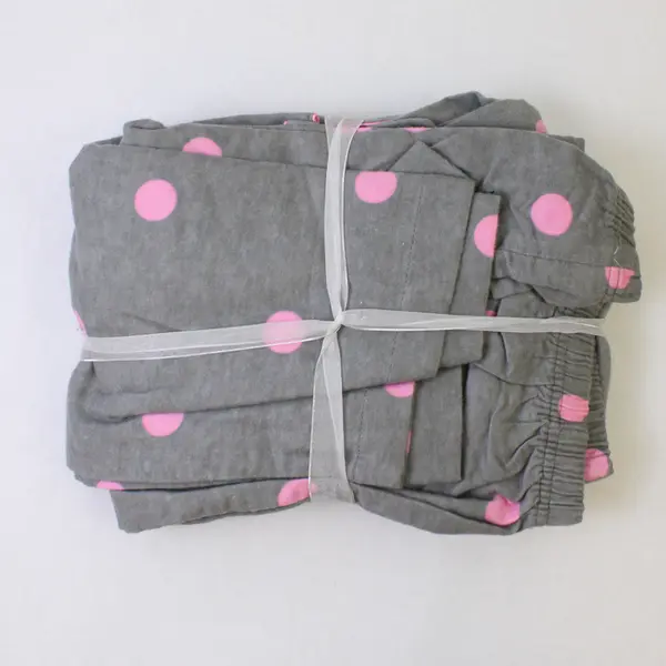 NWT Joe Boxer Pink Polka Dot Gray Cotton Flannel Pajama Set Women's 1X