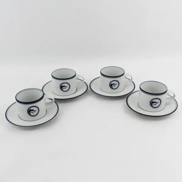 Set of 4 Dansk Flora Juniper Cups and  Saucer Sets  