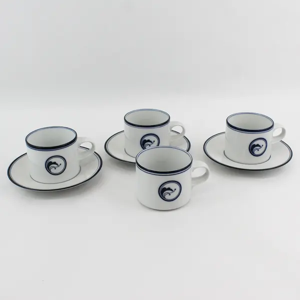Set of 4 Dansk Flora Juniper Cups and  3 Saucers 