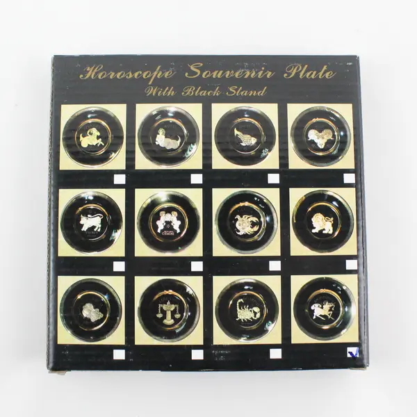 C & F Collectables Sagittarius Horoscope Souvenir Plate Black W/ Gold Trim 6.25"