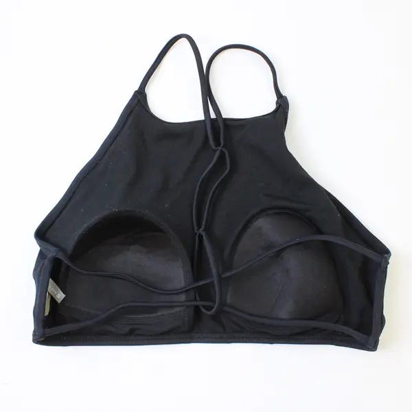 LA Hearts Solid Black Spaghetti Strap Halter Bikini Top Women's Medium