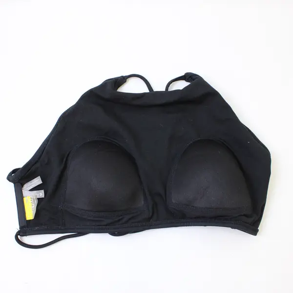 LA Hearts Solid Black Spaghetti Strap Halter Bikini Top Women's Medium