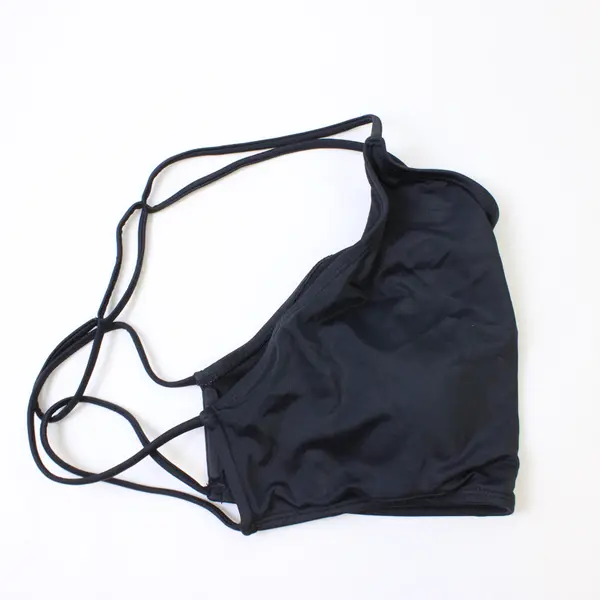 LA Hearts Solid Black Spaghetti Strap Halter Bikini Top Women's Medium