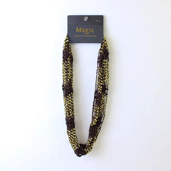 NWT Women's Magic Scarf Company Brown Openwork Gold Beaded Scarf