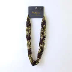 NWT Women's Magic Scarf Company Brown Openwork Gold Beaded Scarf