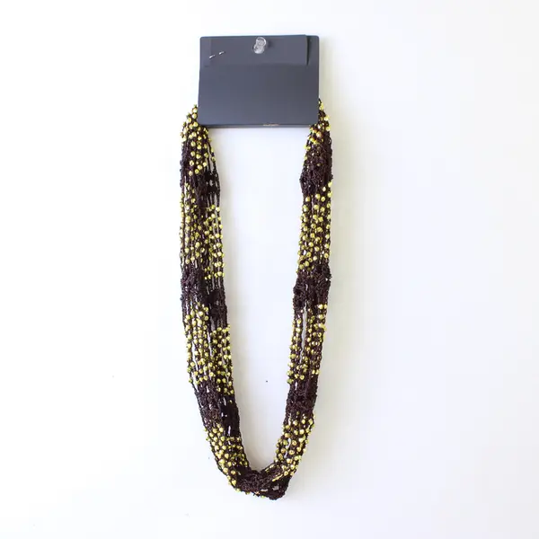 NWT Women's Magic Scarf Company Brown Openwork Gold Beaded Scarf