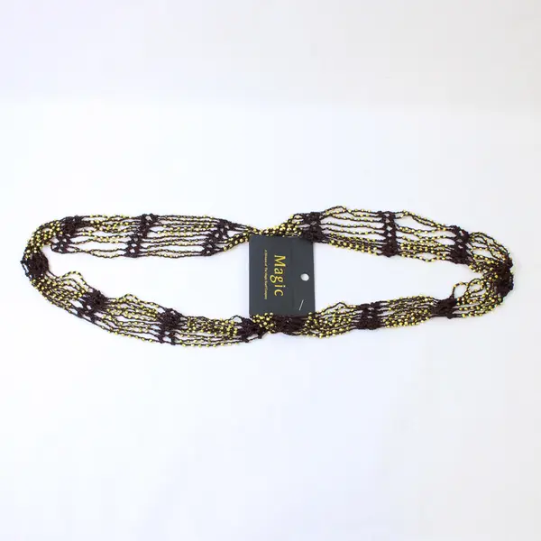 NWT Women's Magic Scarf Company Brown Openwork Gold Beaded Scarf