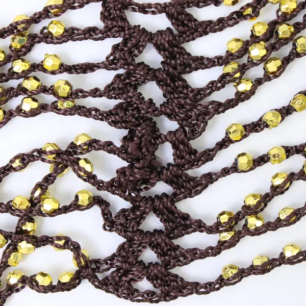 NWT Women's Magic Scarf Company Brown Openwork Gold Beaded Scarf