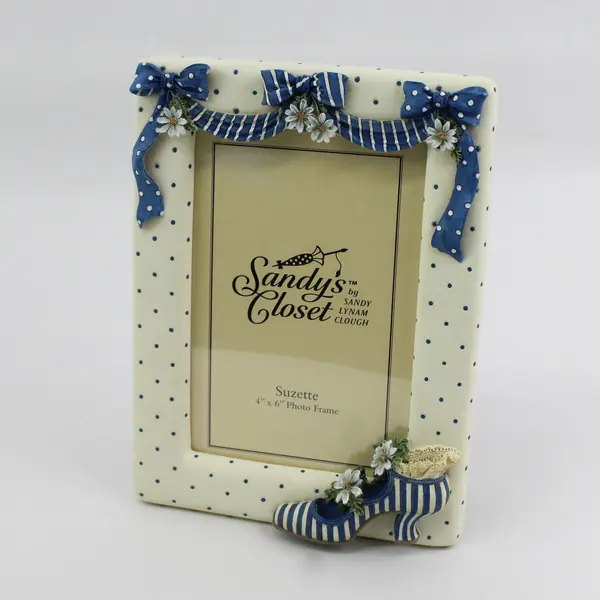 Sandy's Closet By Sandy Lynam Clough White/Blue Suzette 4" x 6" Photo Frame 1999