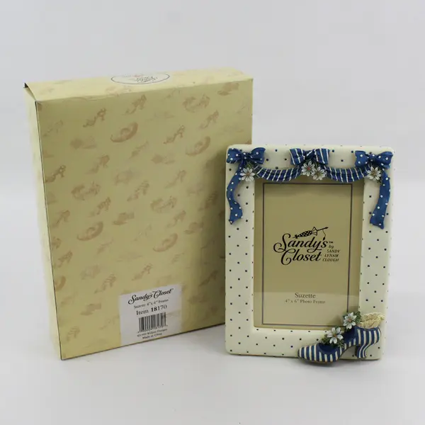 Sandy's Closet By Sandy Lynam Clough White/Blue Suzette 4" x 6" Photo Frame 1999