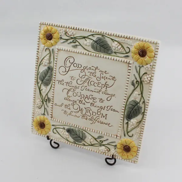 Amscan Home Square Ceramic With Metal Stand "God Grant Me Courage... Wisdom..."